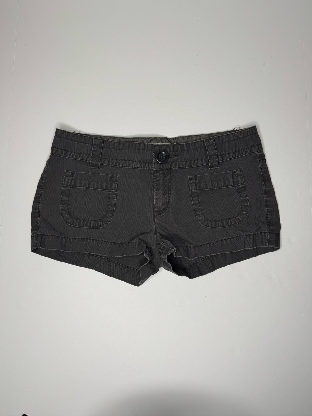 Y2K Aeropostale Shorts Womens Size 5/6 Gray Low Rise Mini Corduroy Shorts